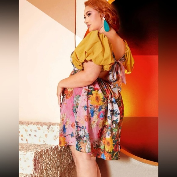 Floral Multicolor Dress with Yellow Accents - Picture 3 of 5